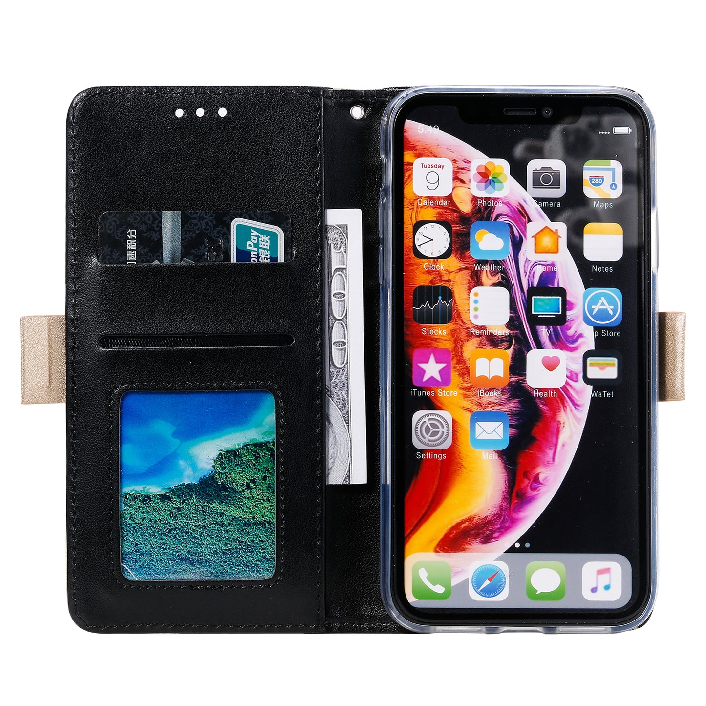 Lace Flower Zipper Pocket Leather Wallet Phone Case for iPhone XS Max