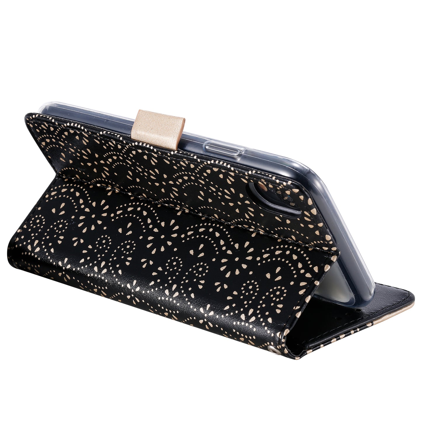 Lace Flower Zipper Pocket Leather Wallet Phone Case for iPhone XS Max