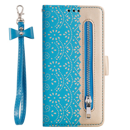 Lace Flower Zipper Pocket Leather Wallet Phone Case for iPhone XS Max