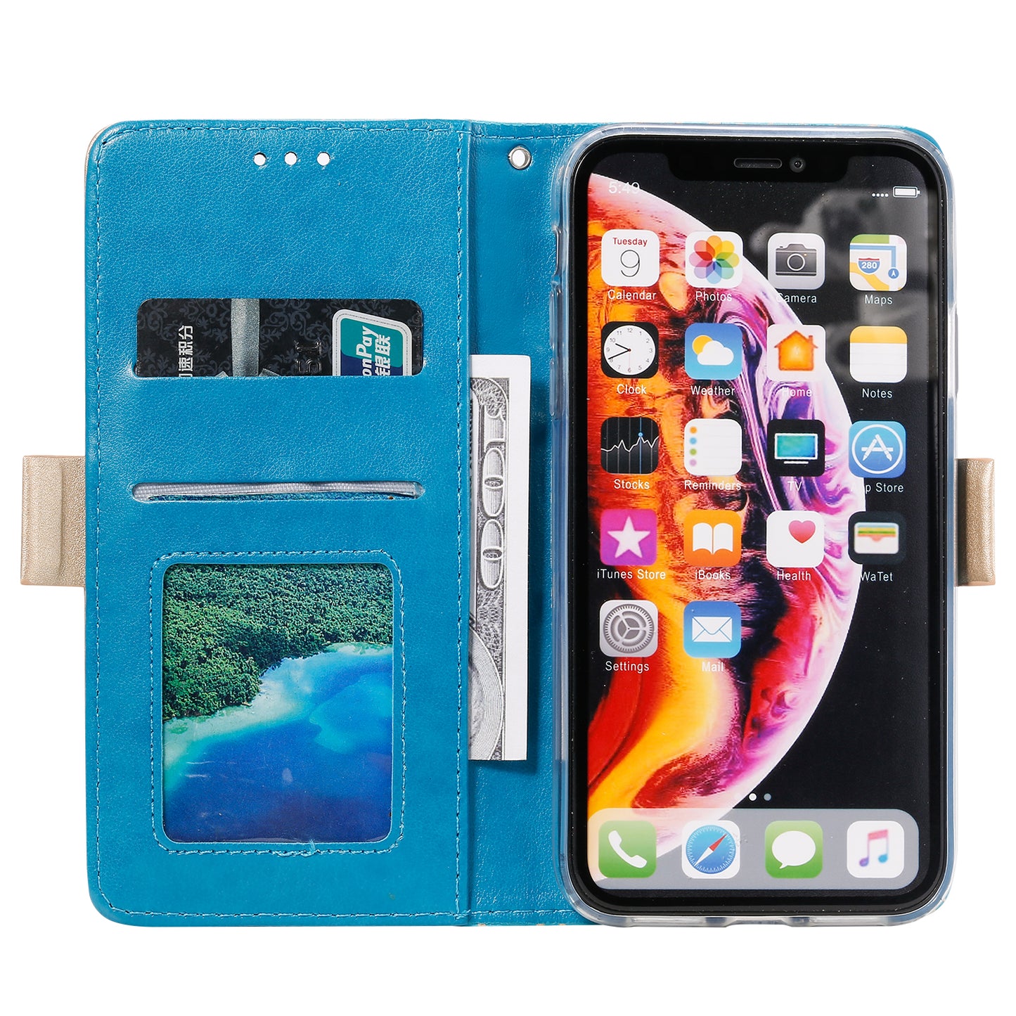 Lace Flower Zipper Pocket Leather Wallet Phone Case for iPhone XS Max