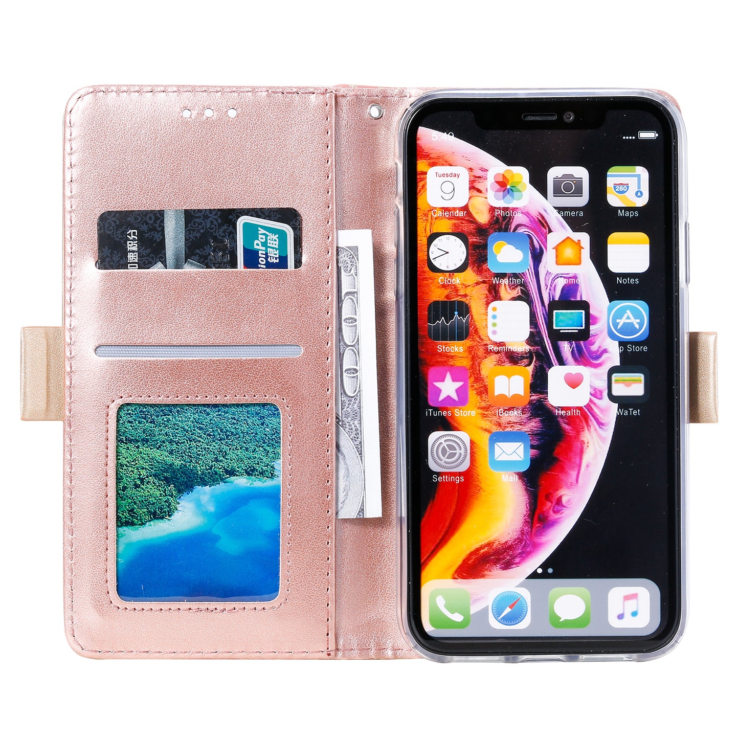 Lace Flower Zipper Pocket Leather Wallet Phone Case for iPhone XS Max