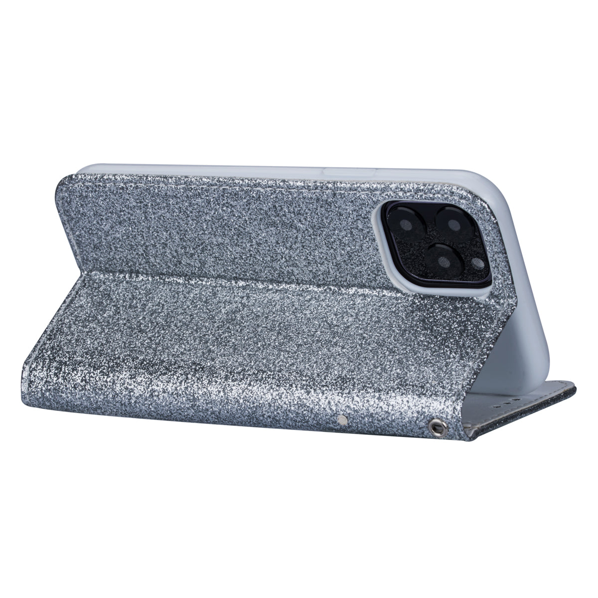 Flash Powder Zippered Stand Leather Wallet Cover with Strap for iPhone 11 6.1-inch (2019)
