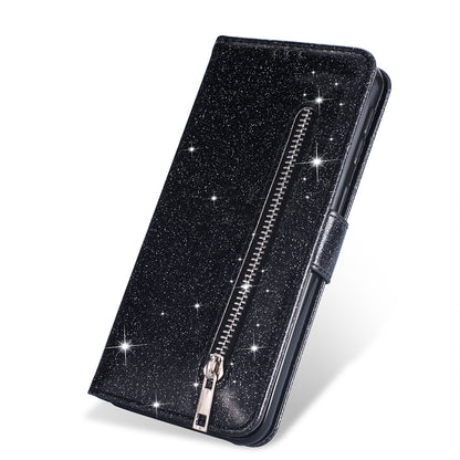 Flash Powder Zipper Pocket Wallet Flip Leather Phone Cover with Strap for iPhone 11 Pro 5.8 inch (2019)