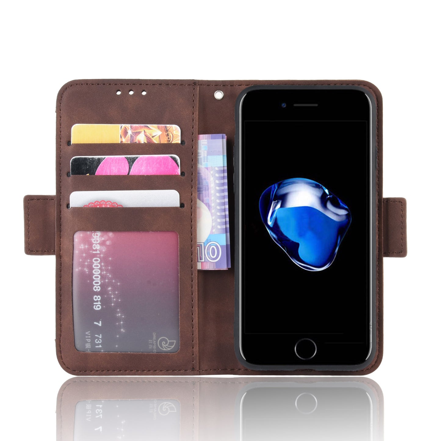 Leather Phone Cover Casing with Card Slots Protective Case for iPhone SE (2020)/SE (2022)8/7 4.7 inch