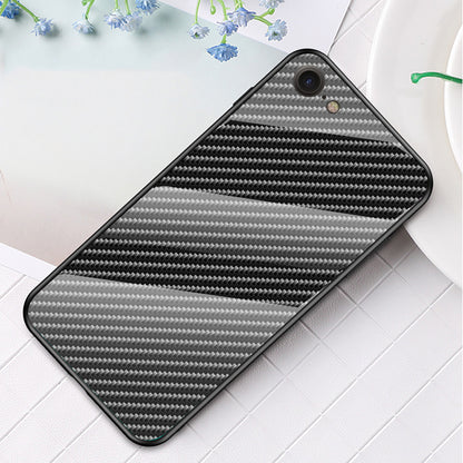 Carbon Fiber Skin Tempered Glass + PC + TPU Cell Case for iPhone 8/7/SE (2020)/SE (2022)