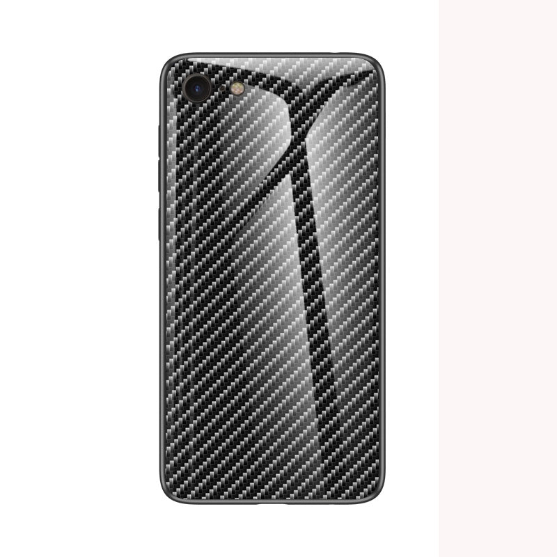 Carbon Fiber Skin Tempered Glass + PC + TPU Cell Case for iPhone 8/7/SE (2020)/SE (2022)