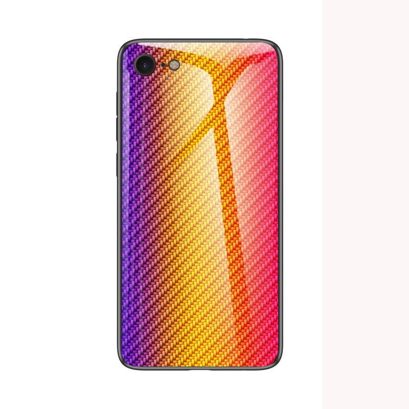 Carbon Fiber Skin Tempered Glass + PC + TPU Cell Case for iPhone 8/7/SE (2020)/SE (2022)