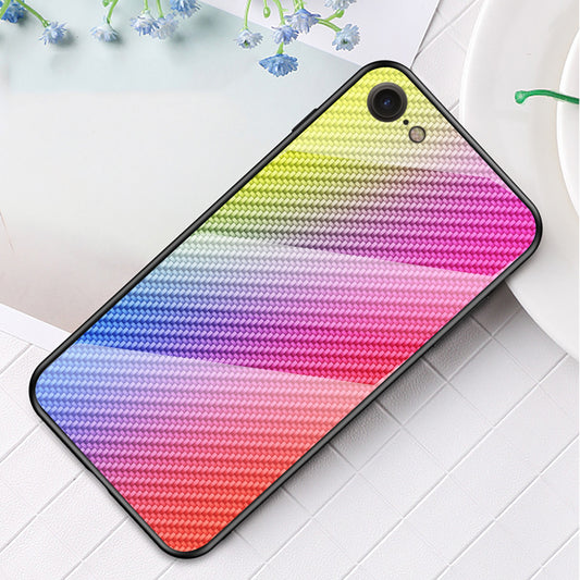 Carbon Fiber Skin Tempered Glass + PC + TPU Cell Case for iPhone 8/7/SE (2020)/SE (2022)