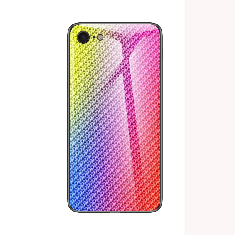 Carbon Fiber Skin Tempered Glass + PC + TPU Cell Case for iPhone 8/7/SE (2020)/SE (2022)