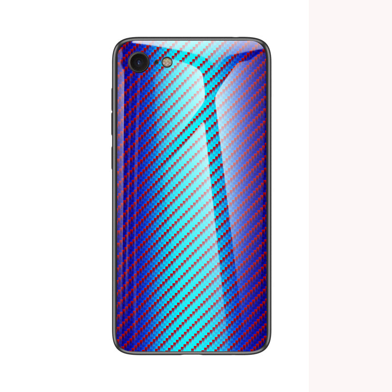 Carbon Fiber Skin Tempered Glass + PC + TPU Cell Case for iPhone 8/7/SE (2020)/SE (2022)