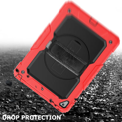 For iPad 9.7-inch (2018)/(2017)/Air 2/iPad Pro 9.7 inch (2016) 360Â° Swivel Handy Strap Kickstand Tablet Case PC Silicone Cover with Shoulder Strap