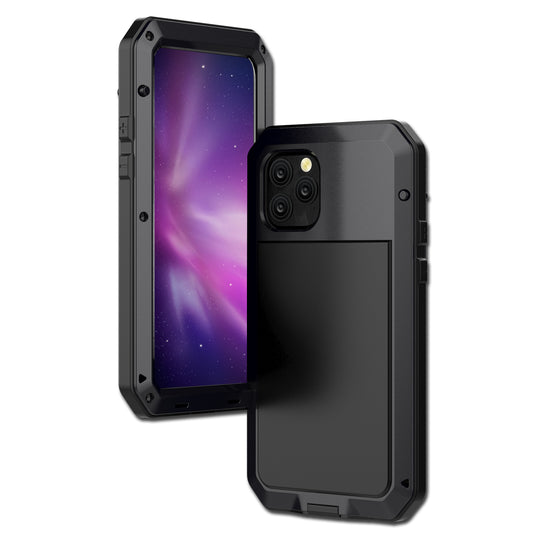 Tank Style Metal + Silicone + Tempered Glass 360° Full Protection Shell for iPhone 11 Pro 5.8 inch (2019)