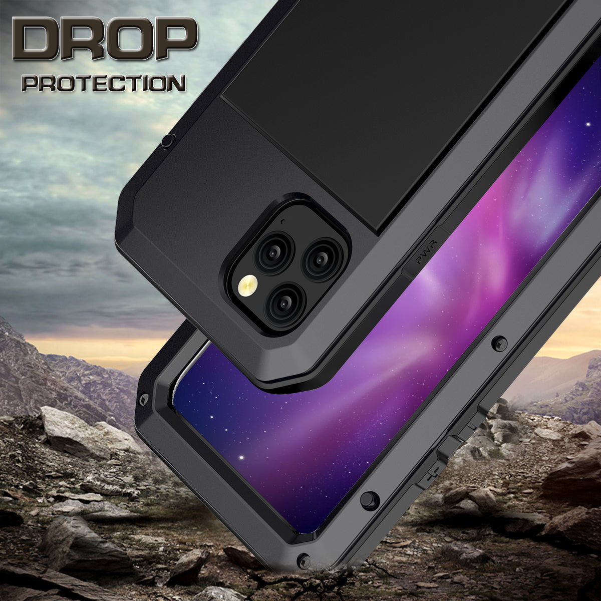 Tank Style Metal + Silicone + Tempered Glass 360Â° Full Protection Shell for iPhone 11 Pro 5.8 inch (2019)