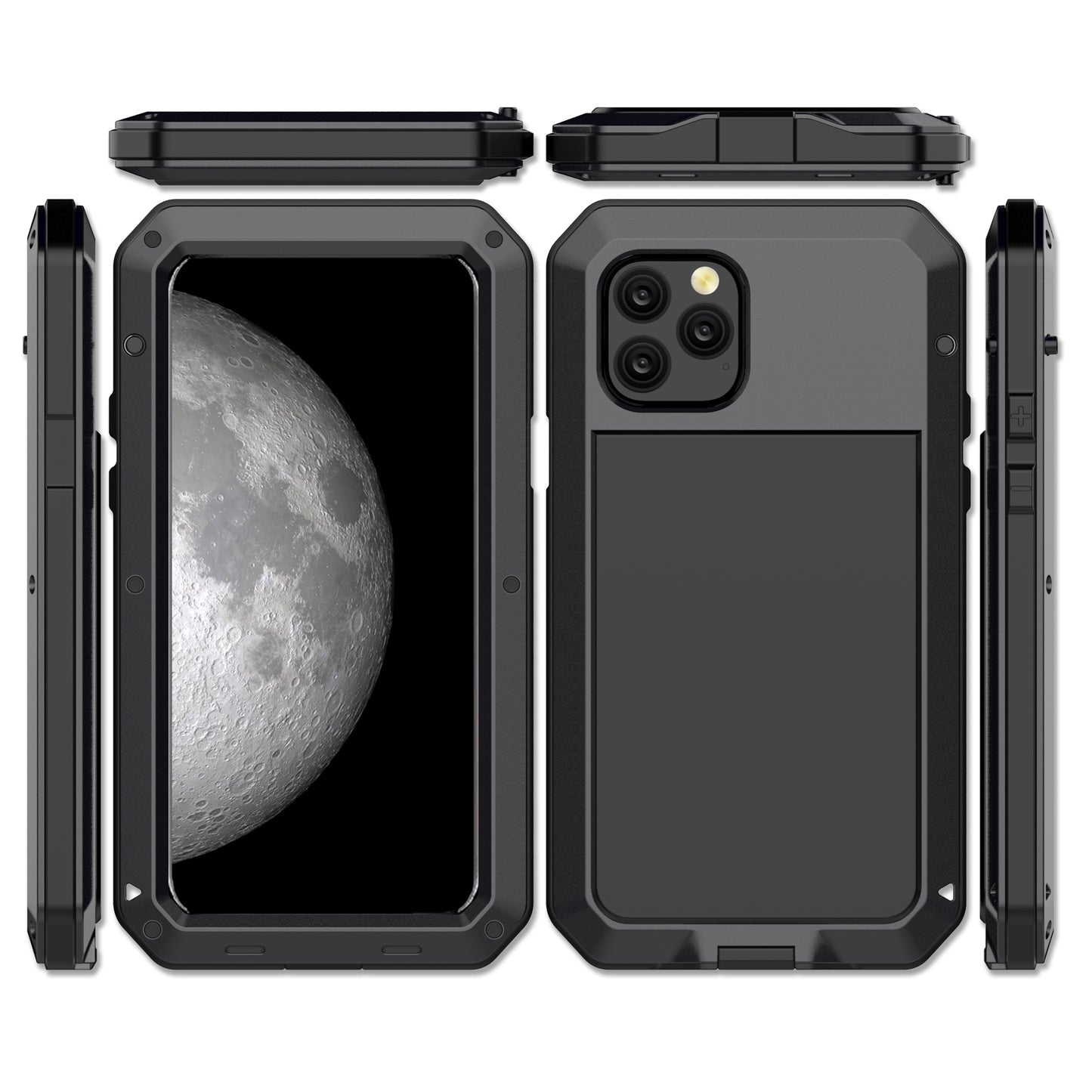 Tank Style Metal + Silicone + Tempered Glass 360Â° Full Protection Shell for iPhone 11 Pro 5.8 inch (2019)