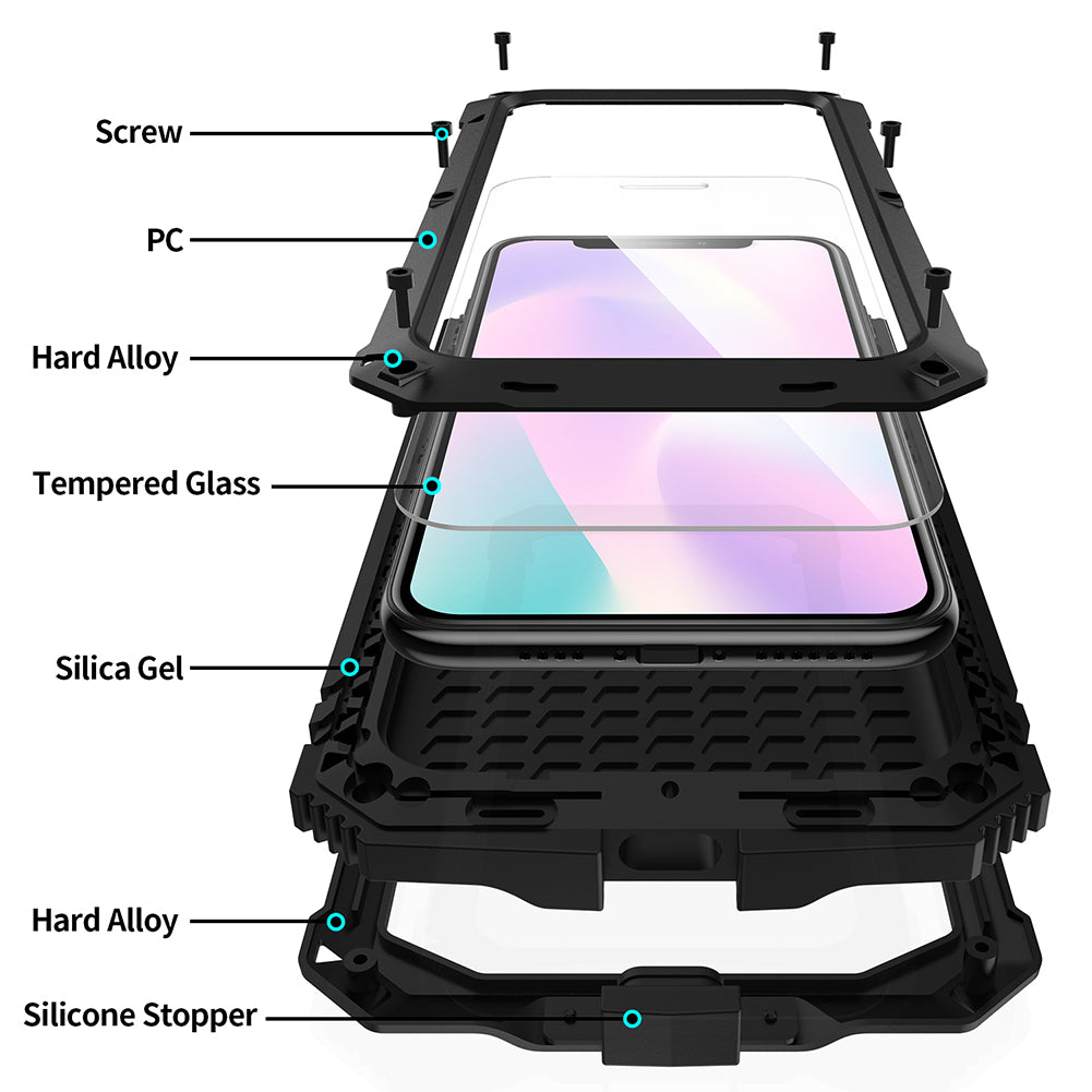 Tank Series Full Protection Kickstand Metal Frame Phone Case for iPhone 11 Pro 5.8 inch