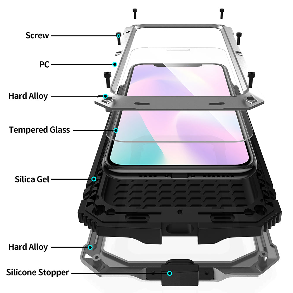 Tank Series Full Protection Kickstand Metal Frame Phone Case for iPhone 11 Pro 5.8 inch