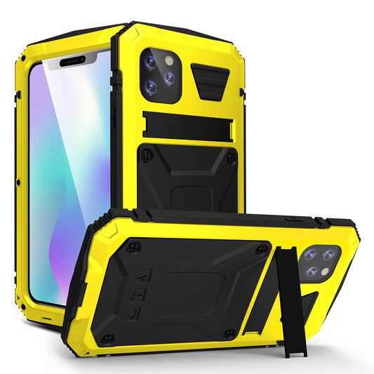 Tank Series Full Covering Kickstand Metal Frame Phone Cover Shell for iPhone 11 6.1 inch