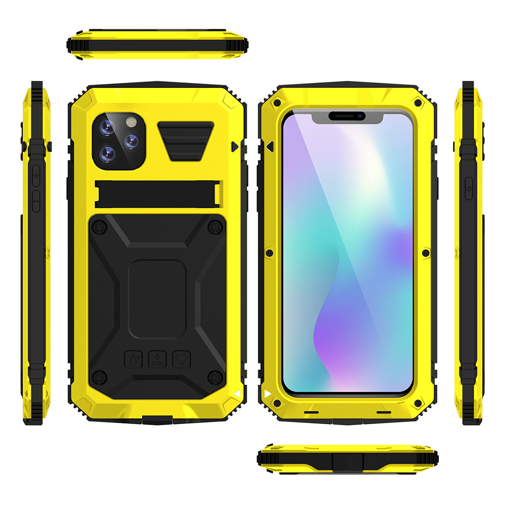 Tank Series Full Covering Kickstand Metal Frame Phone Cover Shell for iPhone 11 6.1 inch