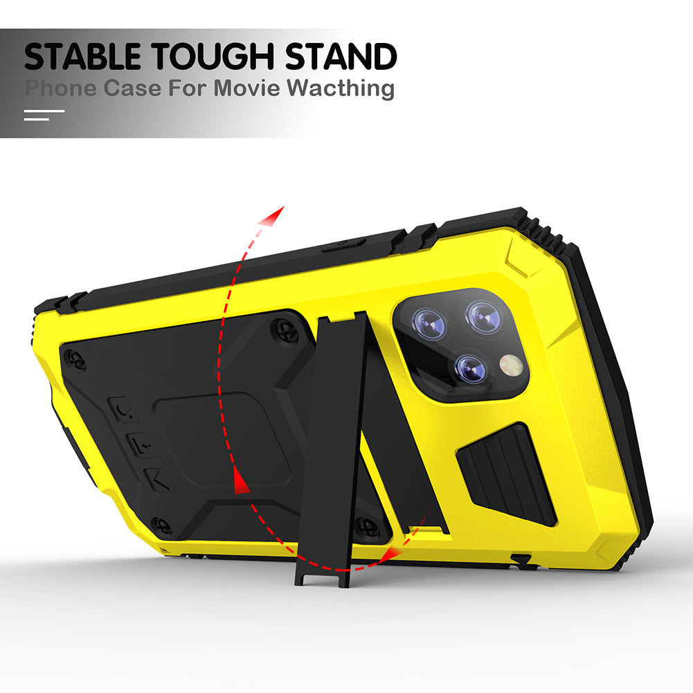 Tank Series Full Covering Kickstand Metal Frame Phone Cover Shell for iPhone 11 6.1 inch