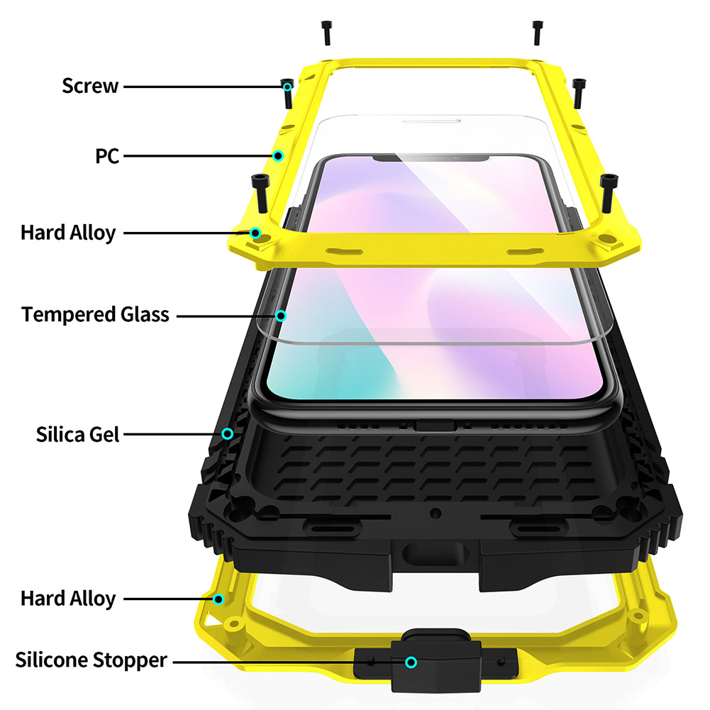 Tank Series Full Covering Kickstand Metal Frame Phone Cover Shell for iPhone 11 6.1 inch