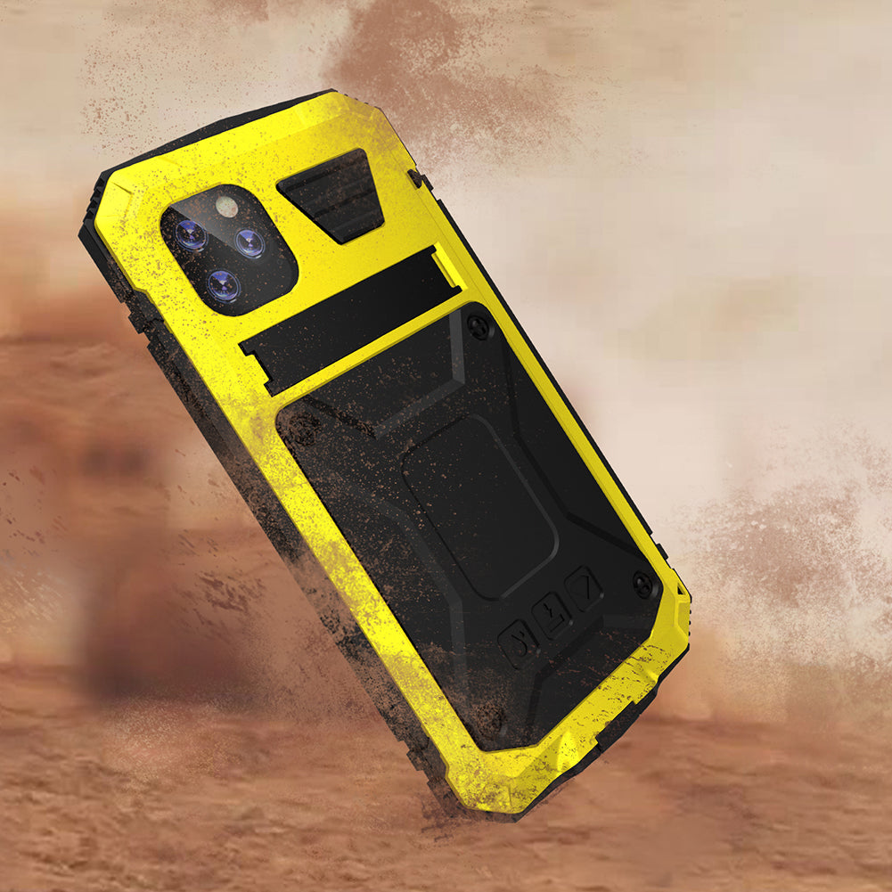 Tank Series Full Covering Kickstand Metal Frame Phone Cover Shell for iPhone 11 6.1 inch
