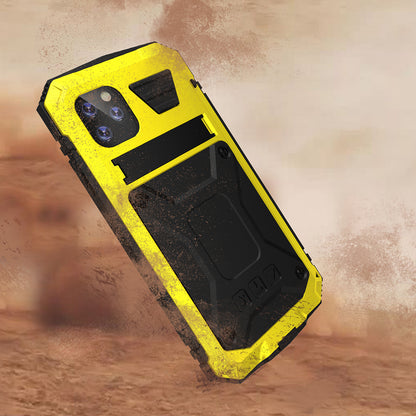 Tank Series Full Covering Kickstand Metal Frame Phone Cover Shell for iPhone 11 6.1 inch