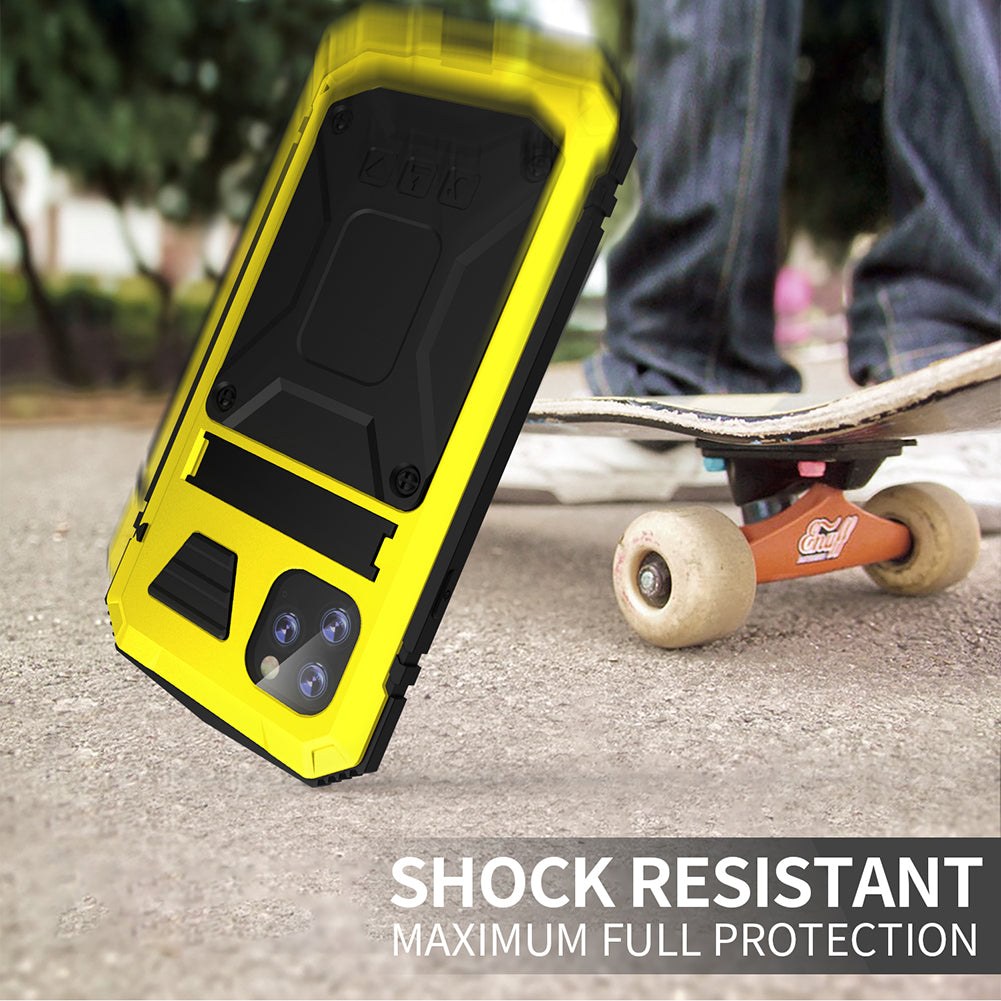 Tank Series Full Covering Kickstand Metal Frame Phone Cover Shell for iPhone 11 6.1 inch