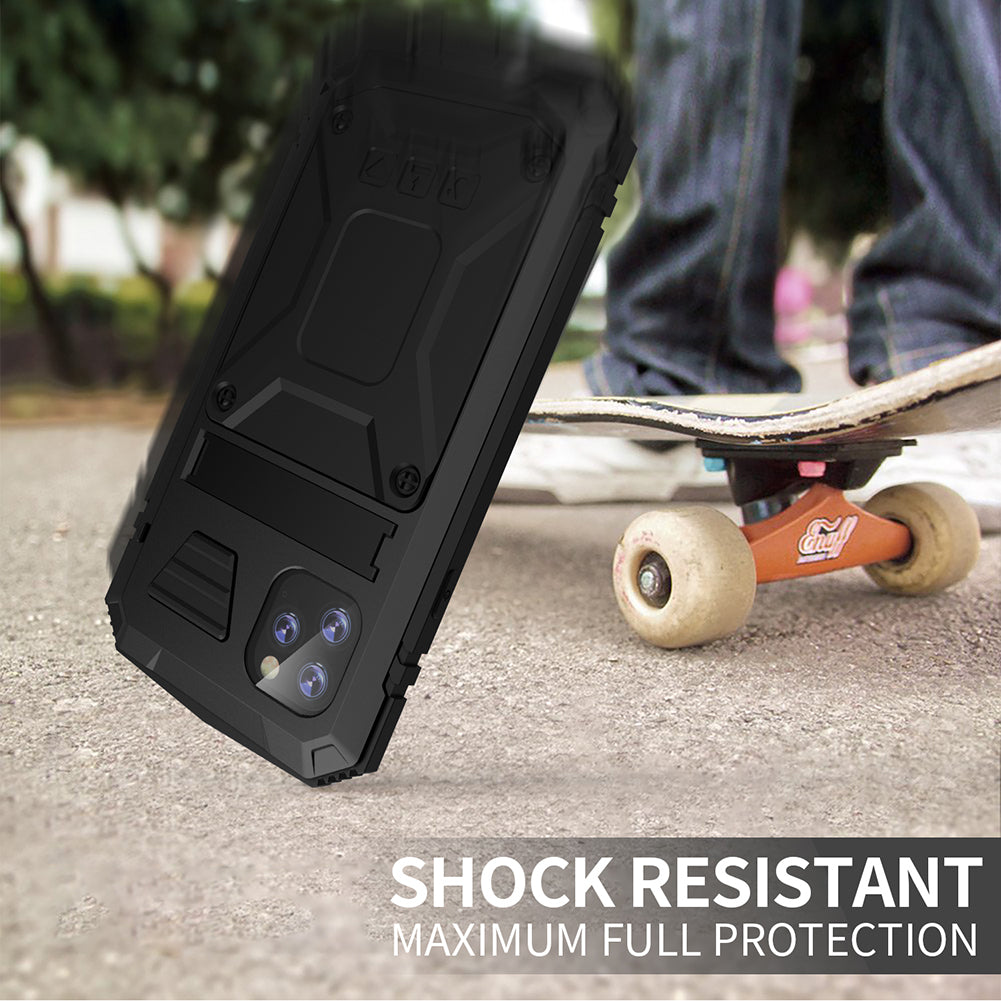 Tank Series Full Covering Kickstand Metal Frame Phone Case for Apple iPhone 11 Pro Max 6.5 inch