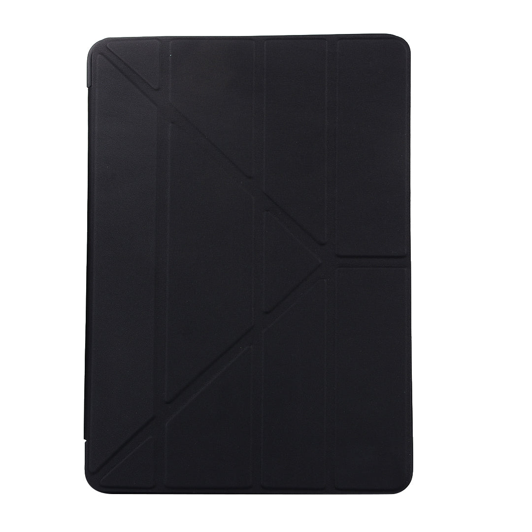 For iPad 10.2 (2021)/(2020)/(2019) Protective Cover Folding Deformed Silicone + PU Leather Stand Tablet Case