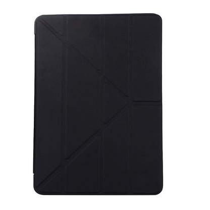 For iPad 10.2 (2021)/(2020)/(2019) Protective Cover Folding Deformed Silicone + PU Leather Stand Tablet Case