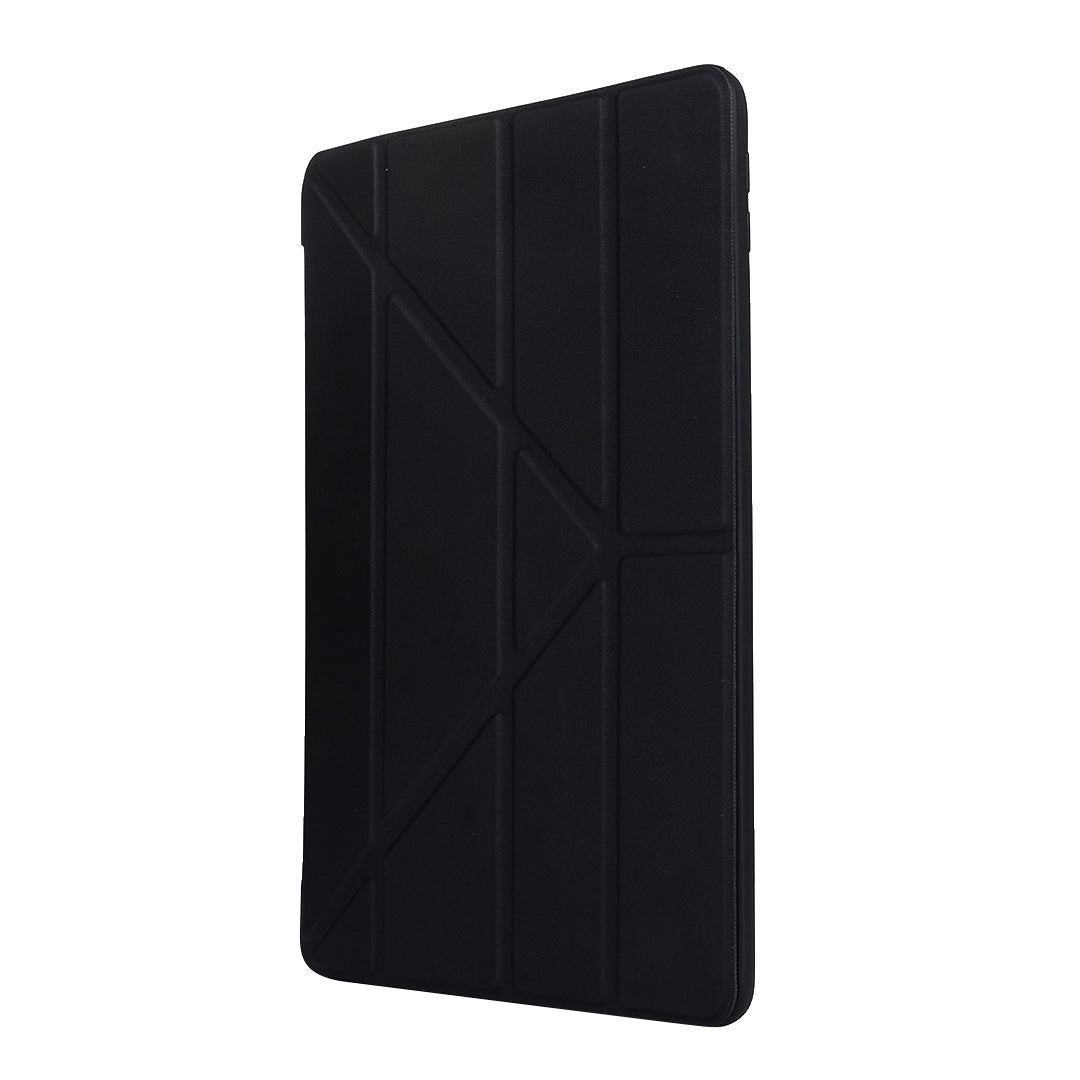 For iPad 10.2 (2021)/(2020)/(2019) Protective Cover Folding Deformed Silicone + PU Leather Stand Tablet Case