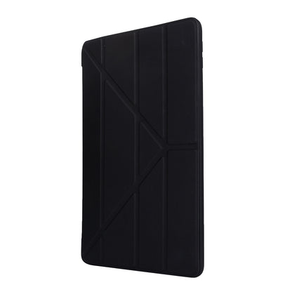 For iPad 10.2 (2021)/(2020)/(2019) Protective Cover Folding Deformed Silicone + PU Leather Stand Tablet Case