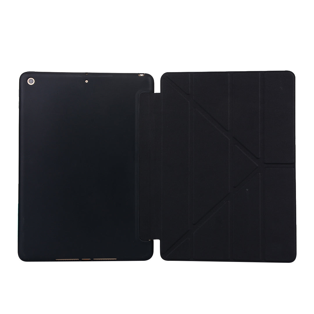 For iPad 10.2 (2021)/(2020)/(2019) Protective Cover Folding Deformed Silicone + PU Leather Stand Tablet Case