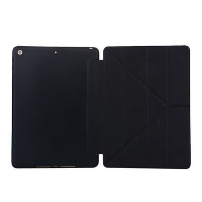 For iPad 10.2 (2021)/(2020)/(2019) Protective Cover Folding Deformed Silicone + PU Leather Stand Tablet Case