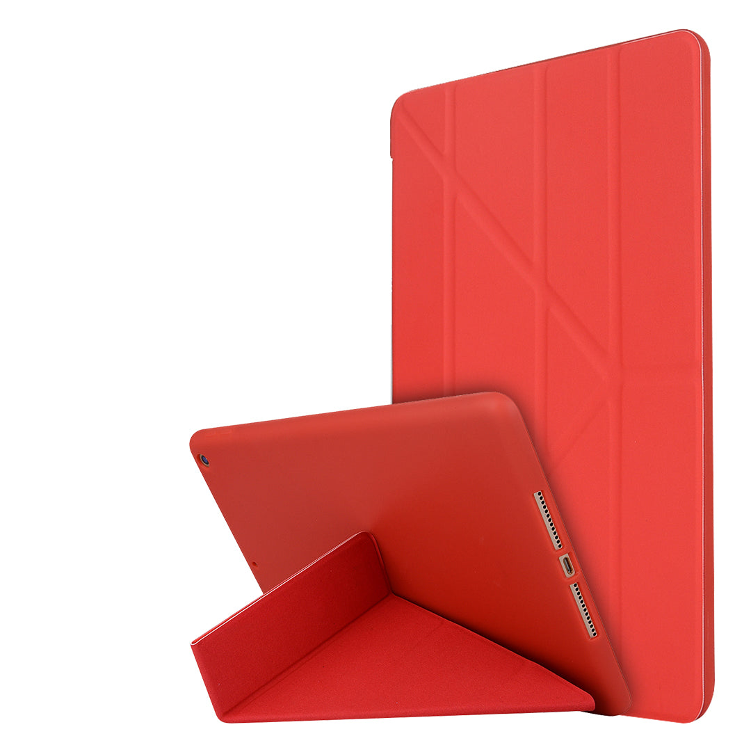 For iPad 10.2 (2021)/(2020)/(2019) Protective Cover Folding Deformed Silicone + PU Leather Stand Tablet Case
