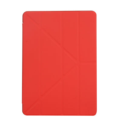 For iPad 10.2 (2021)/(2020)/(2019) Protective Cover Folding Deformed Silicone + PU Leather Stand Tablet Case