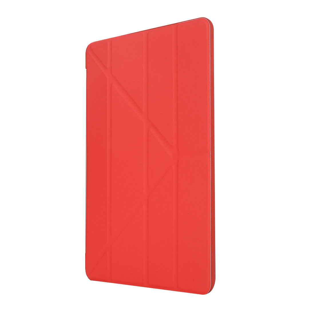 For iPad 10.2 (2021)/(2020)/(2019) Protective Cover Folding Deformed Silicone + PU Leather Stand Tablet Case