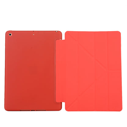 For iPad 10.2 (2021)/(2020)/(2019) Protective Cover Folding Deformed Silicone + PU Leather Stand Tablet Case