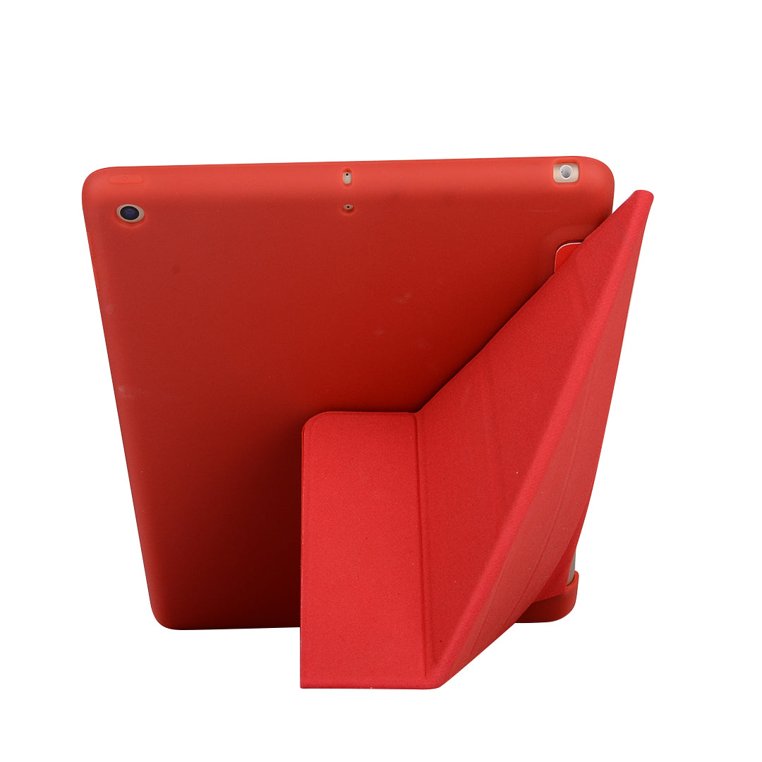 For iPad 10.2 (2021)/(2020)/(2019) Protective Cover Folding Deformed Silicone + PU Leather Stand Tablet Case
