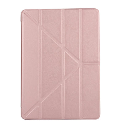 For iPad 10.2 (2021)/(2020)/(2019) Protective Cover Folding Deformed Silicone + PU Leather Stand Tablet Case