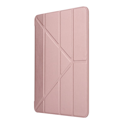 For iPad 10.2 (2021)/(2020)/(2019) Protective Cover Folding Deformed Silicone + PU Leather Stand Tablet Case