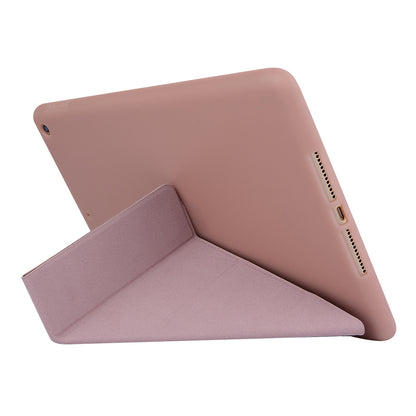 For iPad 10.2 (2021)/(2020)/(2019) Protective Cover Folding Deformed Silicone + PU Leather Stand Tablet Case