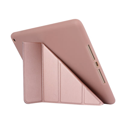 For iPad 10.2 (2021)/(2020)/(2019) Protective Cover Folding Deformed Silicone + PU Leather Stand Tablet Case