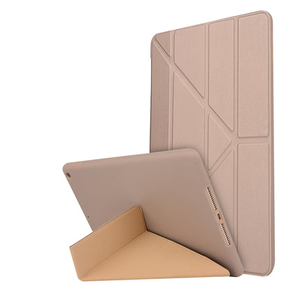 For iPad 10.2 (2021)/(2020)/(2019) Protective Cover Folding Deformed Silicone + PU Leather Stand Tablet Case
