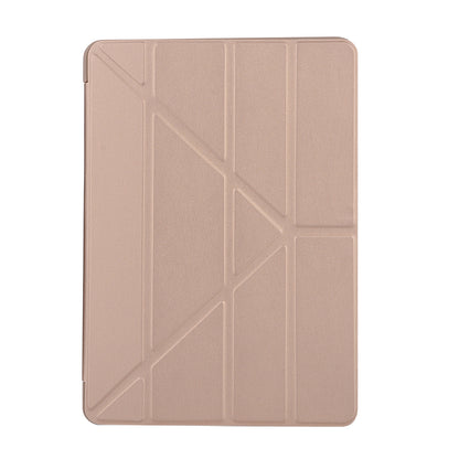 For iPad 10.2 (2021)/(2020)/(2019) Protective Cover Folding Deformed Silicone + PU Leather Stand Tablet Case