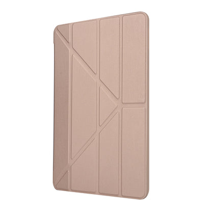 For iPad 10.2 (2021)/(2020)/(2019) Protective Cover Folding Deformed Silicone + PU Leather Stand Tablet Case
