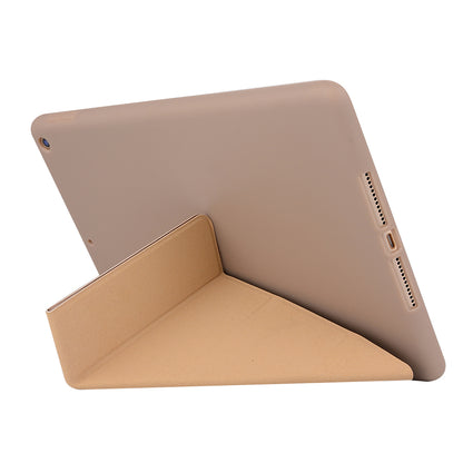 For iPad 10.2 (2021)/(2020)/(2019) Protective Cover Folding Deformed Silicone + PU Leather Stand Tablet Case