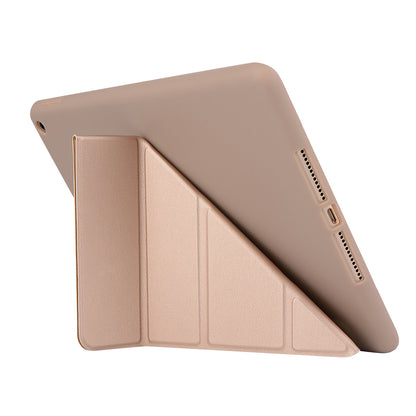 For iPad 10.2 (2021)/(2020)/(2019) Protective Cover Folding Deformed Silicone + PU Leather Stand Tablet Case
