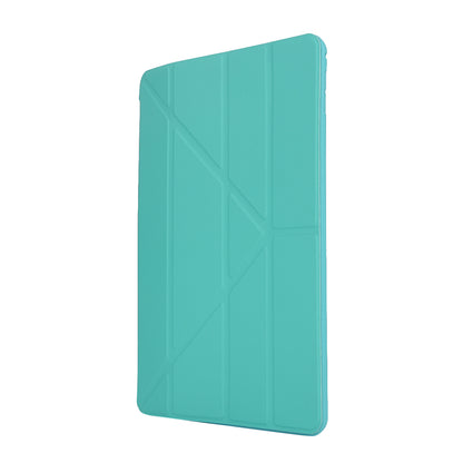 For iPad 10.2 (2021)/(2020)/(2019) Protective Cover Folding Deformed Silicone + PU Leather Stand Tablet Case