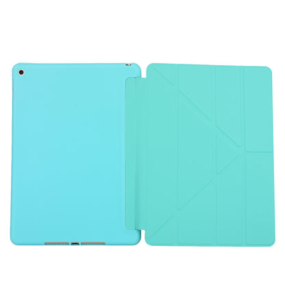 For iPad 10.2 (2021)/(2020)/(2019) Protective Cover Folding Deformed Silicone + PU Leather Stand Tablet Case